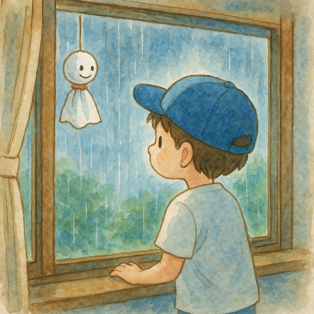 梅雨の窓辺とてるてる坊主|Rainy Window and Teru Teru Bozu